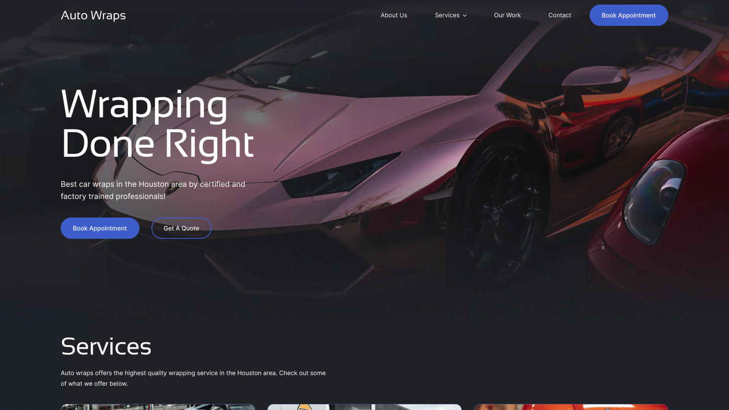 automotive wrap shop web design